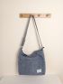 Letter Patch Decor Corduroy Hobo Bag