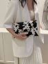 Cow Pattern Metal Decor Flap Square Bag