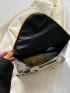 Cow Pattern Metal Decor Flap Square Bag