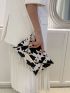 Cow Pattern Metal Decor Flap Square Bag