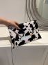 Cow Pattern Metal Decor Flap Square Bag