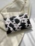 Cow Pattern Metal Decor Flap Square Bag