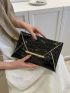 Crocodile Embossed Metal Decor Flap Envelope Bag