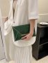 Crocodile Embossed Metal Decor Flap Square Bag
