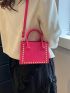 Mini Neon Pink Studded Decor Square Bag