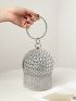 Mini Rhinestone & Bead Decor Circle Bag