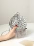 Mini Rhinestone & Bead Decor Circle Bag