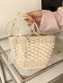 Minimalist Bow Decor Straw Bag