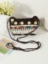 Mini Random Color Bead Decor Flap Square Bag