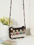Mini Random Color Bead Decor Flap Square Bag