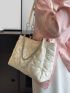 Heart Quilted Chain Decor Shoulder Tote Bag