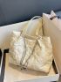 Heart Quilted Chain Decor Shoulder Tote Bag