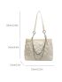Heart Quilted Chain Decor Shoulder Tote Bag