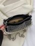 Mini Rhinestone & Faux Pearl Decor Bucket Bag