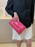Crocodile Embossed Metal Decor Flap Envelope Bag