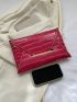 Crocodile Embossed Metal Decor Flap Envelope Bag