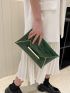 Crocodile Embossed Metal Decor Flap Envelope Bag