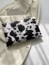 Cow Pattern Envelope Bag Metallic Contrast Piping Flap PU