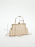 Stripped Pattern Kiss Lock Square Bag