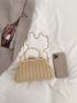 Stripped Pattern Kiss Lock Square Bag