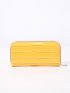 Crocodile Embossed Neon Yellow Long Wallet