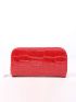 Crocodile Embossed Neon Red Long Wallet