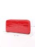 Crocodile Embossed Neon Red Long Wallet