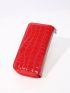 Crocodile Embossed Neon Red Long Wallet