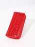 Crocodile Embossed Neon Red Long Wallet