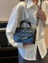 Quilted Pattern Metal Decor Square Bag