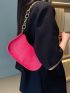 Neon Pink Crocodile Embossed Chain Hobo Bag