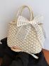 Bow Decor Straw Bag
