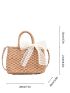 Bow Decor Drawstring Design Straw Bag