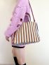Striped Pattern Shopper Bag