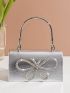 Mini Metallic Rhinestone Decor Flap Square Bag