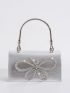 Mini Metallic Rhinestone Decor Flap Square Bag