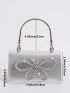 Mini Metallic Rhinestone Decor Flap Square Bag