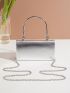 Mini Metallic Rhinestone Decor Flap Square Bag