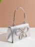 Mini Metallic Rhinestone Decor Flap Square Bag