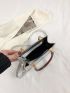 Mini Square Bag Crocodile Embossed Metallic Silver Funky