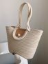 Faux Pearl Decor Straw Bag