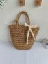 Minimalist Bow Decor Straw Bag