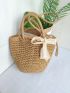 Minimalist Bow Decor Straw Bag