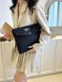 Crocodile Embossed Flap Square Bag