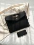 Crocodile Embossed Flap Square Bag
