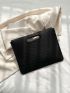 Crocodile Embossed Flap Square Bag