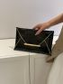 Crocodile Embossed Metal Decor Flap Envelope Bag