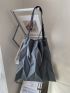 Gray Shopper Bag Fashionable Foldable Polyester For Shopping