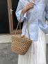 Minimalist Drawstring Design Straw Bag