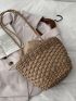 Minimalist Drawstring Design Straw Bag